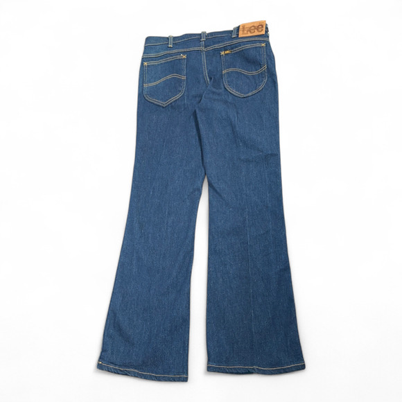 Vintage Lee Riders Jeans Mens 33x30 Blue Flare Leg Dark Wash Talon Zip USA 80s - Picture 2 of 14